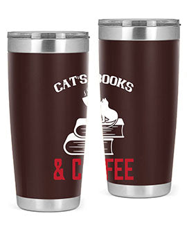 cats book and coffee Style 37#- cat- Tumbler