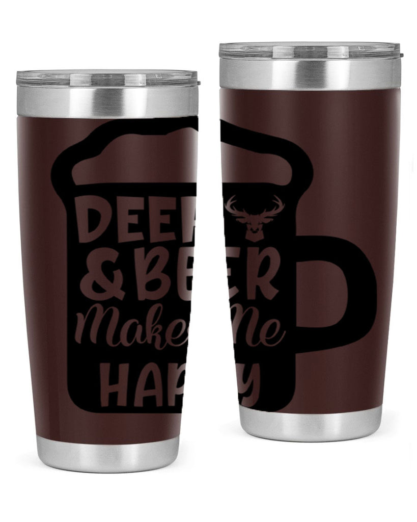 deer and beer makes me happy 17#- hunting- Tumbler