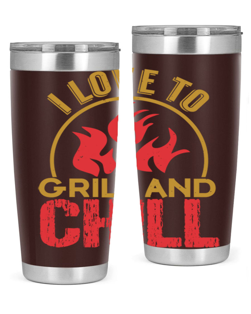 i love to grill and chill 38#- bbq- Tumbler