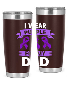 i wear purple for dad 169#- alzheimers- Tumbler