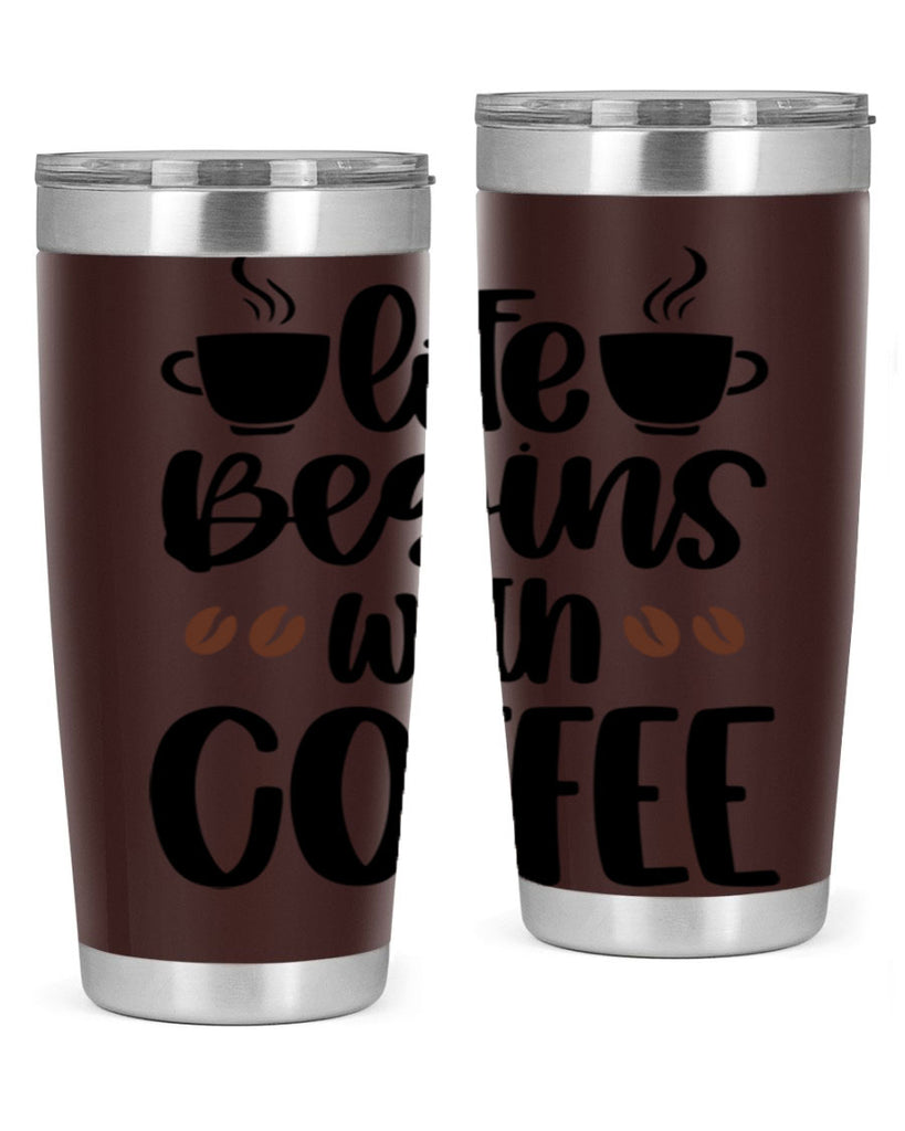 life begins with coffee 77#- coffee- Tumbler