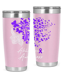 Alzheimers Awareness Shirt Alzheimers Purple Butterflies 23#- alzheimers- Tumbler