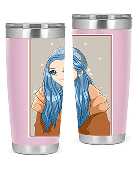 Cute and beautiful girl long blue hair in the winter 142#- anime- Tumbler