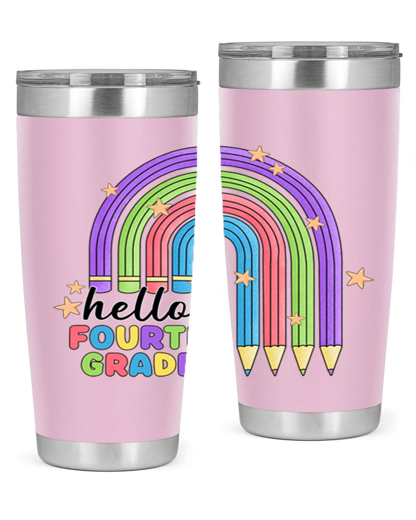 Hello 4th Grade Pencil Rainbow 12#- 4th  grade- Tumbler