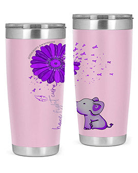 Hope Fight Cure Elephant Alzheimers Purple Ribbon 161#- alzheimers- Tumbler