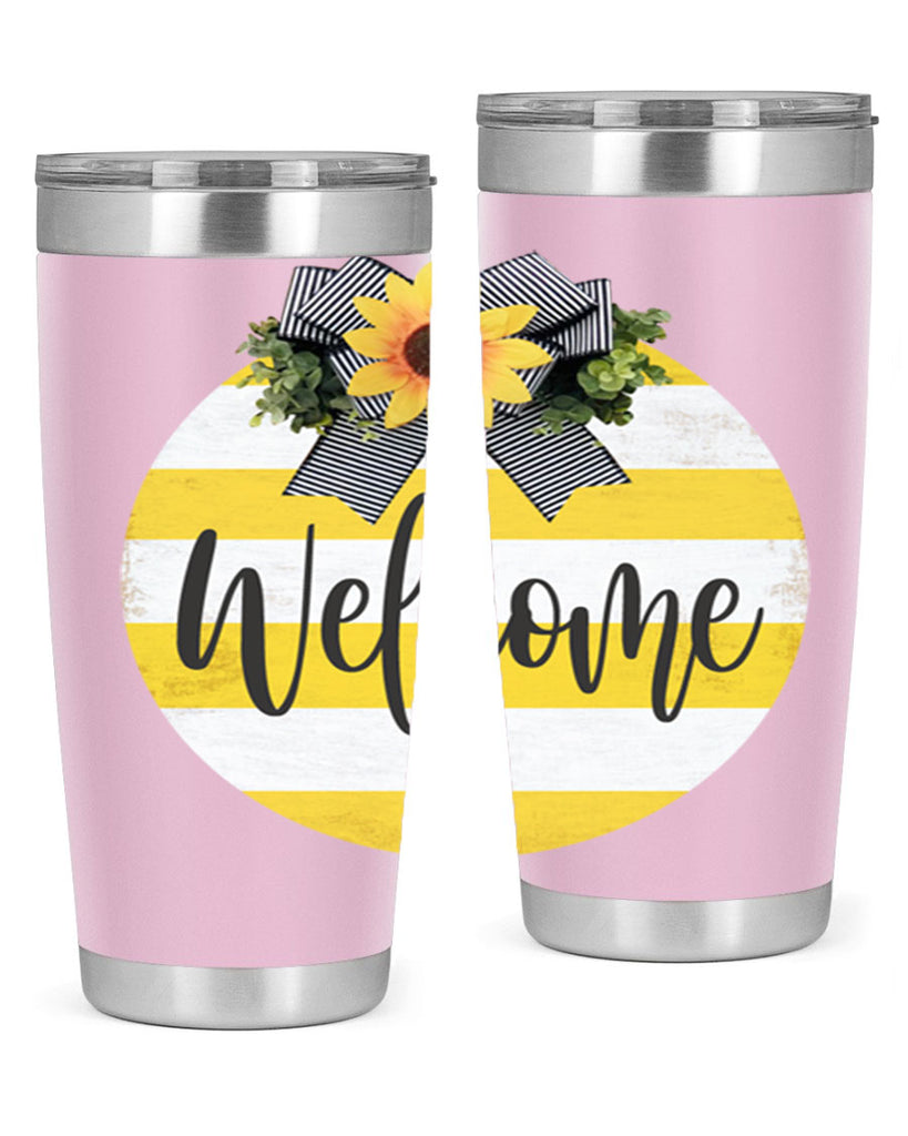 Welcome and Yellow strips Mockup564#- spring- Tumbler