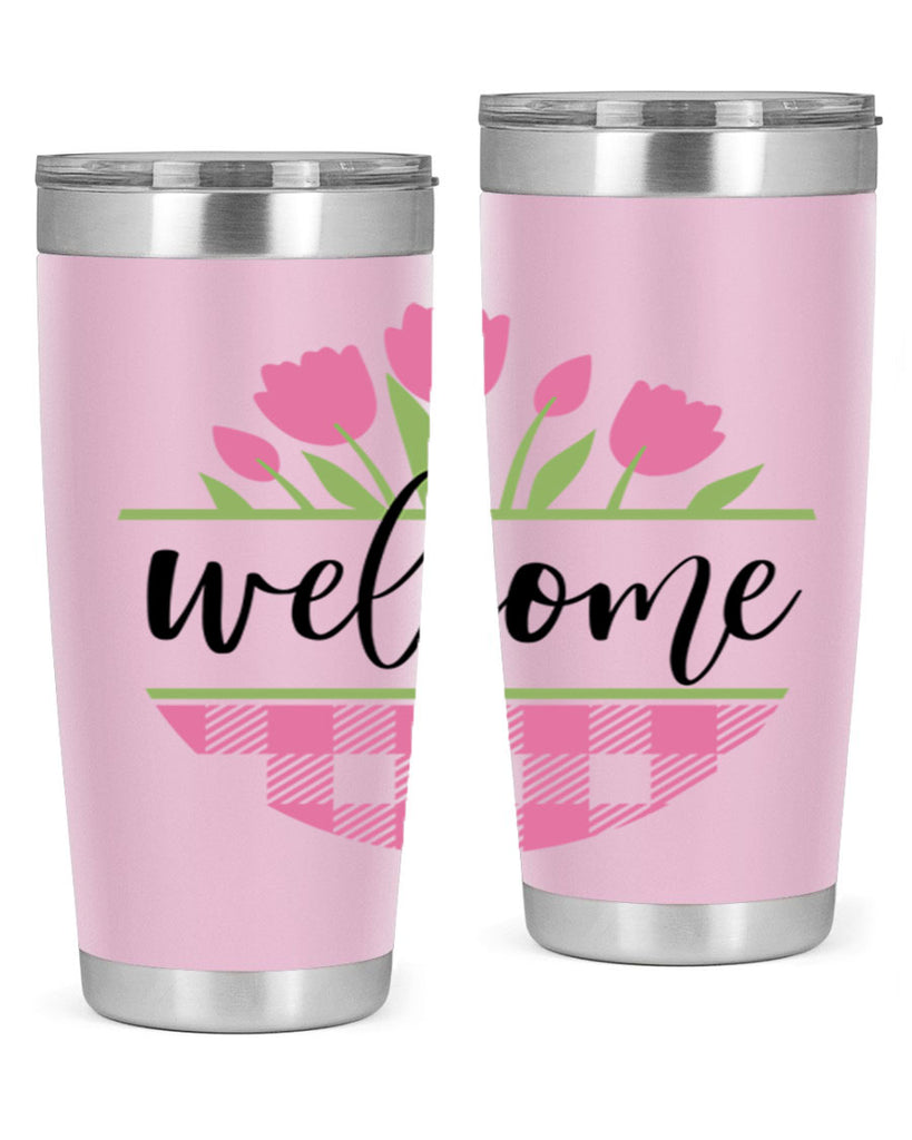 Welcome pink plaid575#- spring- Tumbler