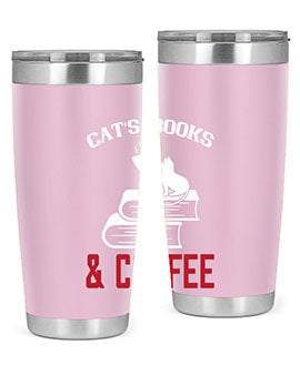 cats book and coffee Style 37#- cat- Tumbler