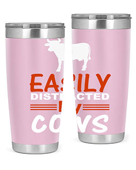 easily distracted by cows Style 4#- cow- Tumbler