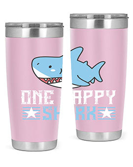 one happy shark Style 50#- shark  fish- Tumbler