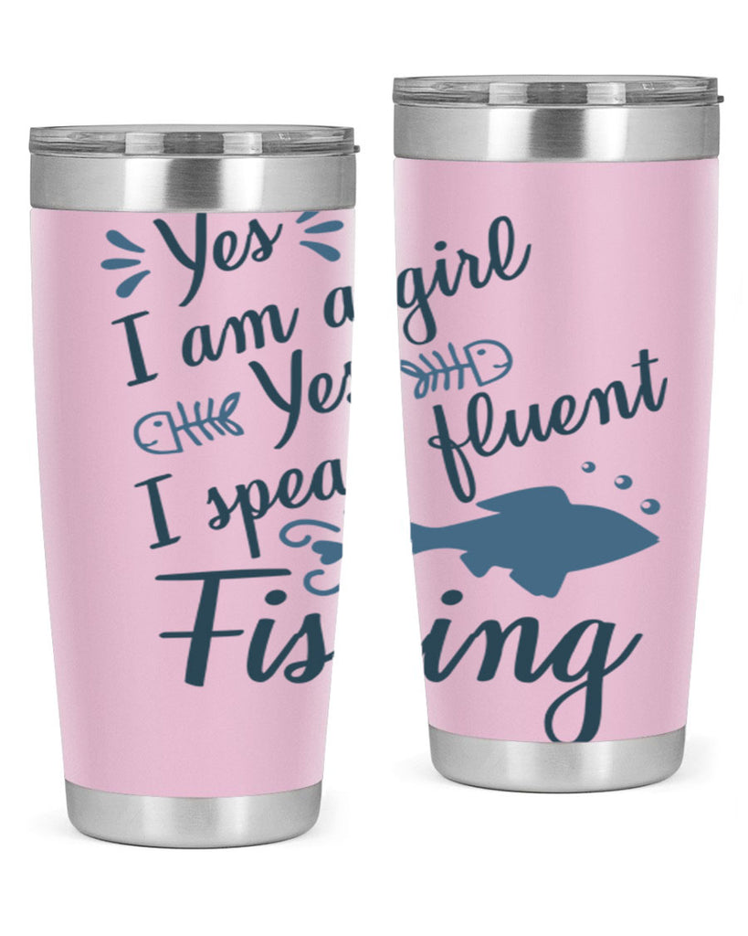 yes i am a girl 9#- fishing- Tumbler