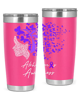 Alzheimers Awareness Shirt Alzheimers Purple Butterflies 23#- alzheimers- Tumbler