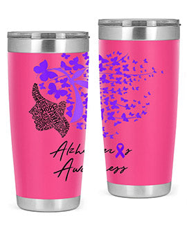 Alzheimers Awareness Shirt Alzheimers Purple Butterflies 24#- alzheimers- Tumbler