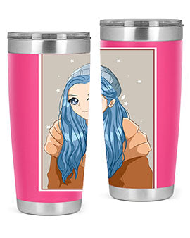 Cute and beautiful girl long blue hair in the winter 142#- anime- Tumbler