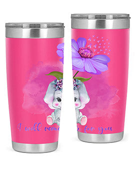 Elephan Sunflower AlzheimerS Awareness 131#- alzheimers- Tumbler