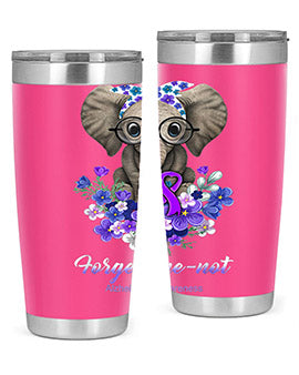 Forget me not Alzheimers Awareness Elephant Flower 150#- alzheimers- Tumbler