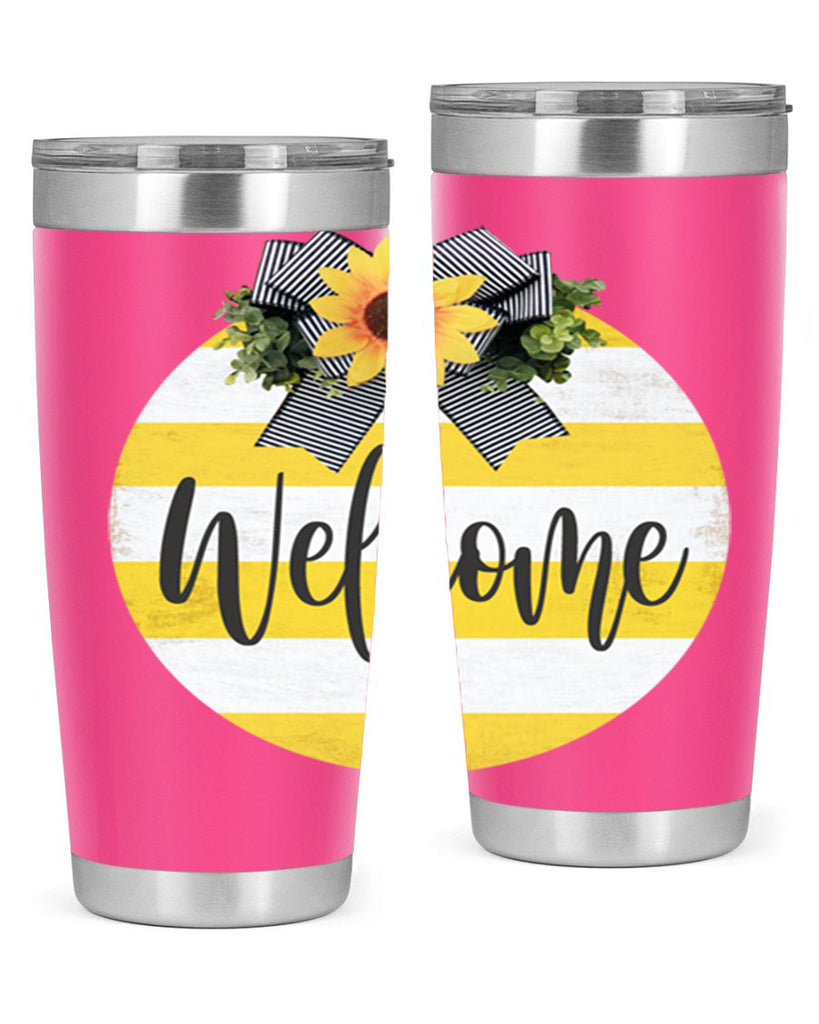 Welcome and Yellow strips Mockup564#- spring- Tumbler