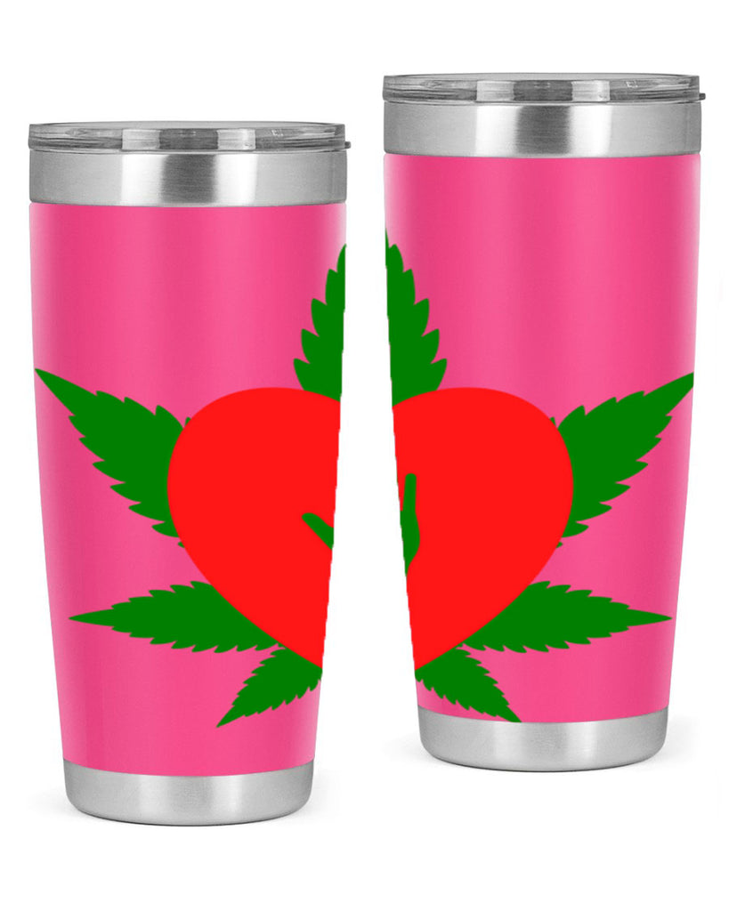 cannabis heart with hand 45#- marijuana- Tumbler