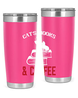 cats book and coffee Style 37#- cat- Tumbler