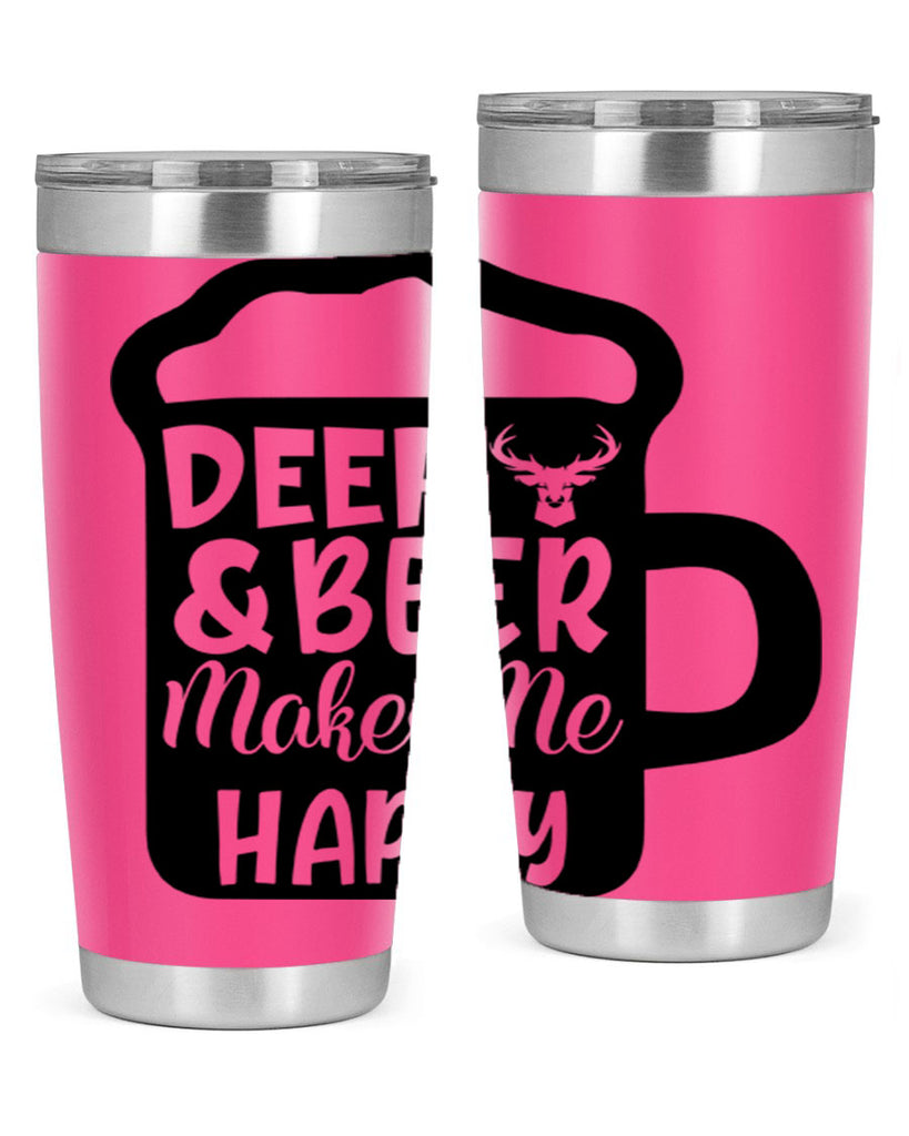 deer and beer makes me happy 17#- hunting- Tumbler