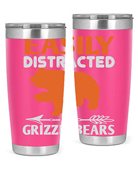 easily distracted by grizzly bears 10#- Bears- Tumbler