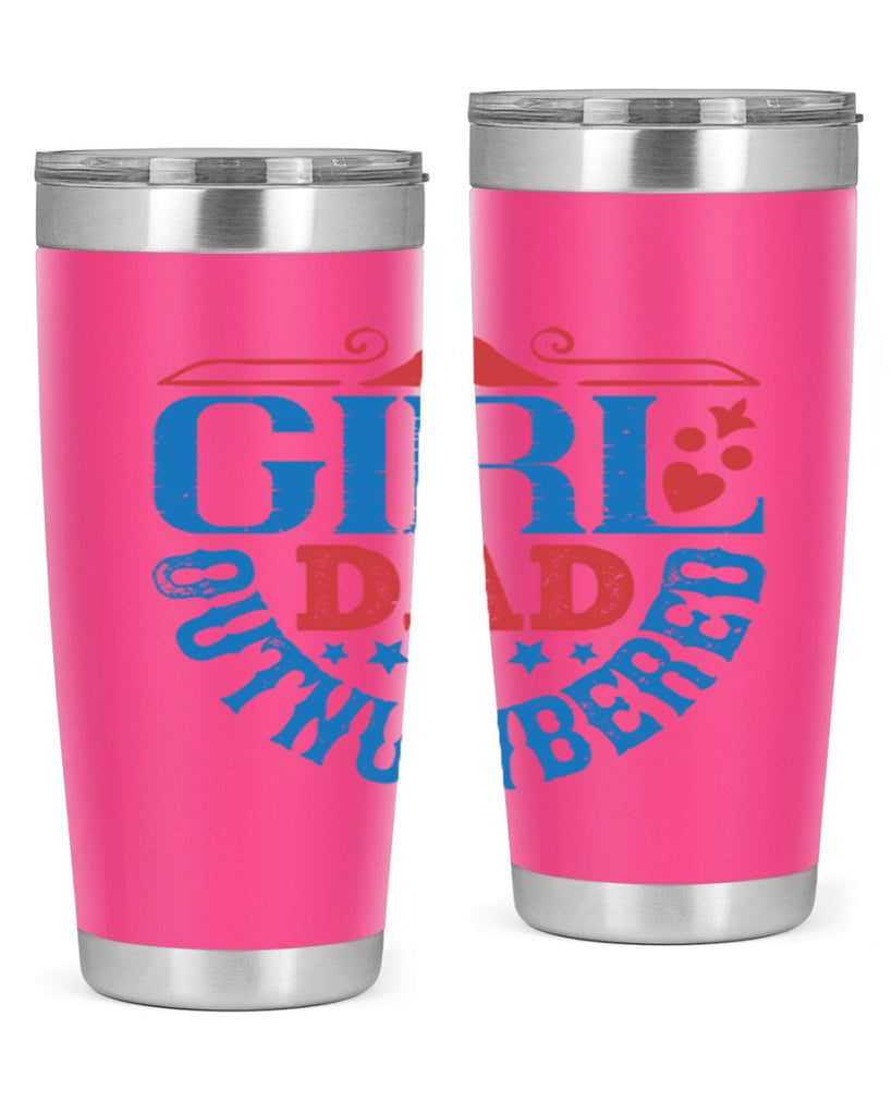 girl dad outnumbered 219#- fathers day- Tumbler