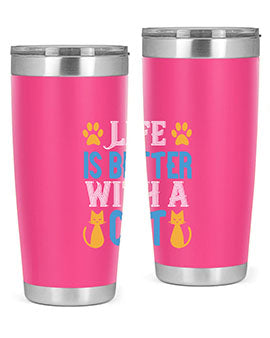 life is better with cat Style 64#- cat- Tumbler