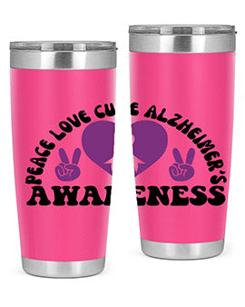 peace love cure alzheimer s awareness 206#- alzheimers- Tumbler