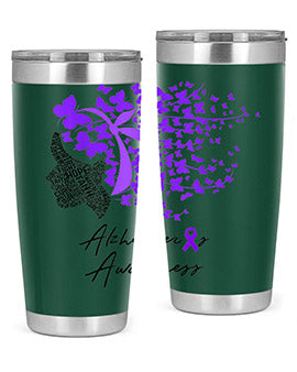 Alzheimers Awareness Shirt Alzheimers Purple Butterflies 24#- alzheimers- Tumbler