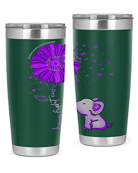 Hope Fight Cure Elephant Alzheimers Purple Ribbon 160#- alzheimers- Tumbler