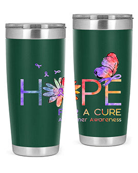 Hope For A Cure Alzheimer Awareness Flower 162#- alzheimers- Tumbler