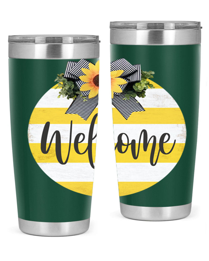 Welcome and Yellow strips Mockup564#- spring- Tumbler