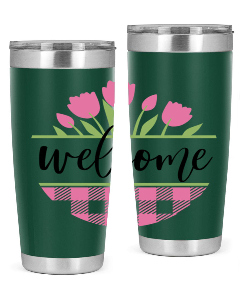 Welcome pink plaid575#- spring- Tumbler