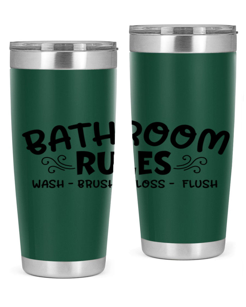 bathroom rules wash brush floss flush 91#- bathroom- Tumbler