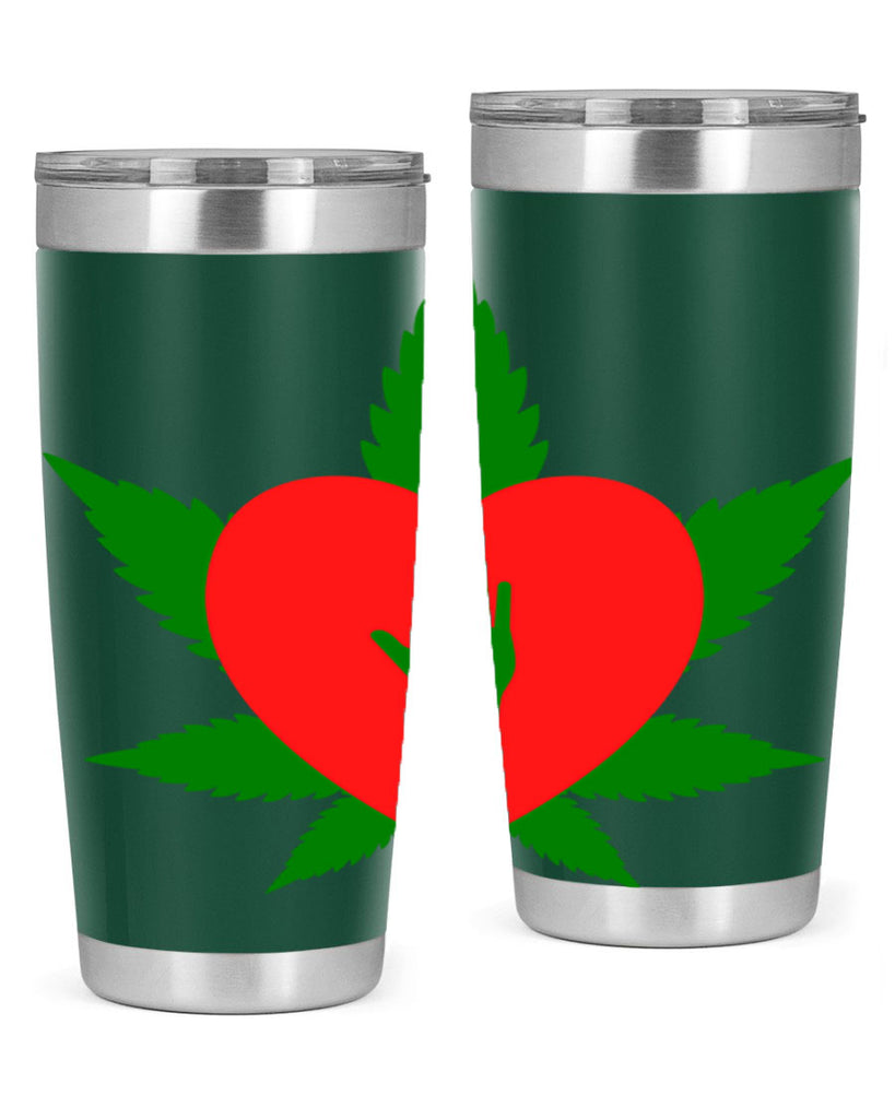 cannabis heart with hand 45#- marijuana- Tumbler