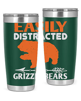 easily distracted by grizzly bears 10#- Bears- Tumbler