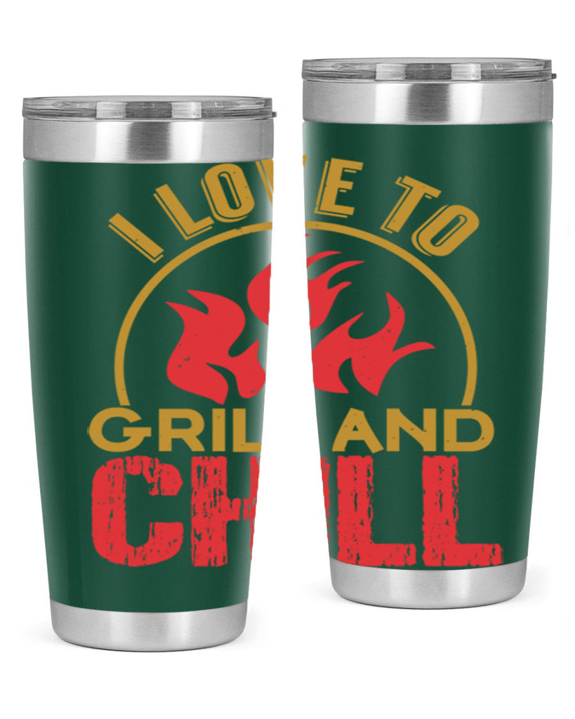 i love to grill and chill 38#- bbq- Tumbler