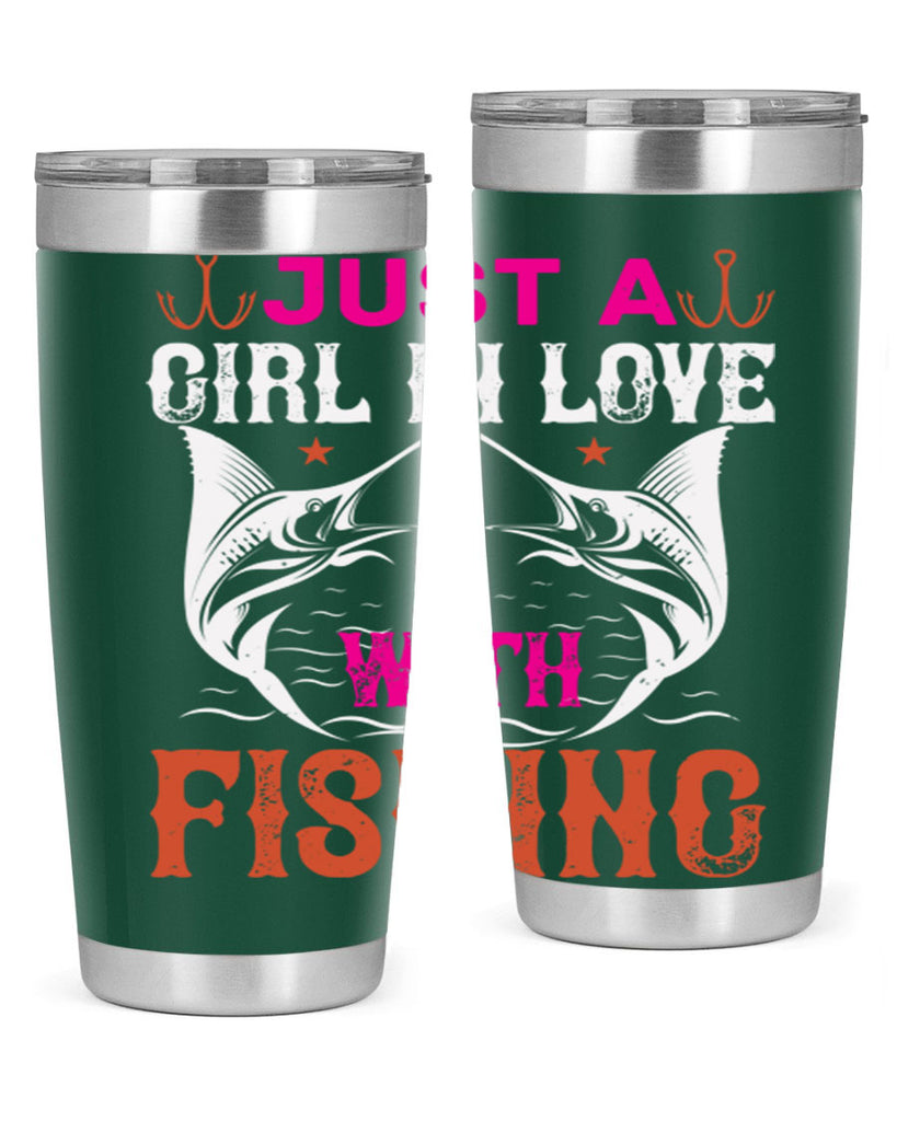 just a girl in love with fishing 73#- fishing- Tumbler