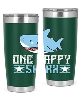 one happy shark Style 50#- shark  fish- Tumbler