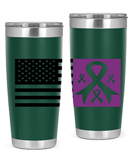 usa flag with alzheimers cancer 219#- alzheimers- Tumbler