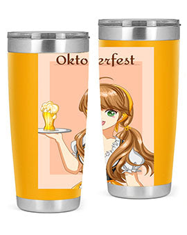 A beautiful girl with beer happy at celebrating the oktoberfest 87#- anime- Tumbler