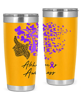 Alzheimers Awareness Shirt Alzheimers Purple Butterflies 24#- alzheimers- Tumbler