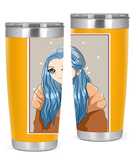 Cute and beautiful girl long blue hair in the winter 142#- anime- Tumbler