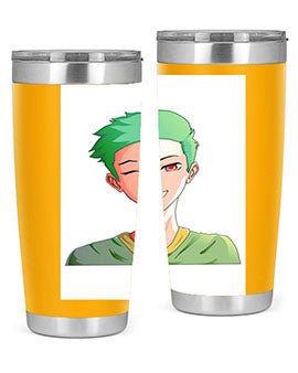 Handsome boy green hair wearing green shirt 35#- anime- Tumbler