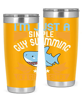 Im just a simple guy swimming in a sea of shark Style 74#- shark  fish- Tumbler