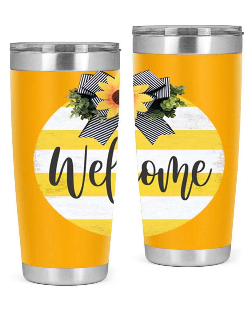 Welcome and Yellow strips Mockup564#- spring- Tumbler