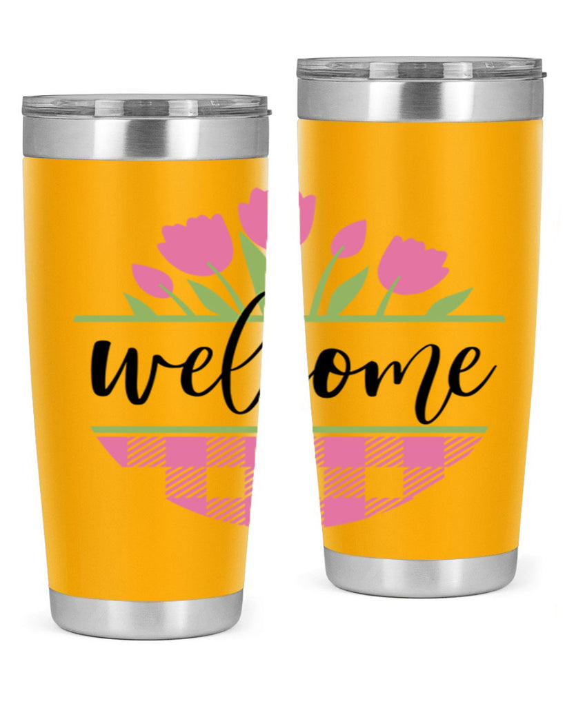 Welcome pink plaid575#- spring- Tumbler