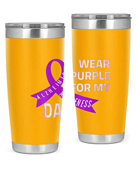 Womens I Wear Purple for My Dad Alzheimers Disease Awareness VNeck 221#- alzheimers- Tumbler