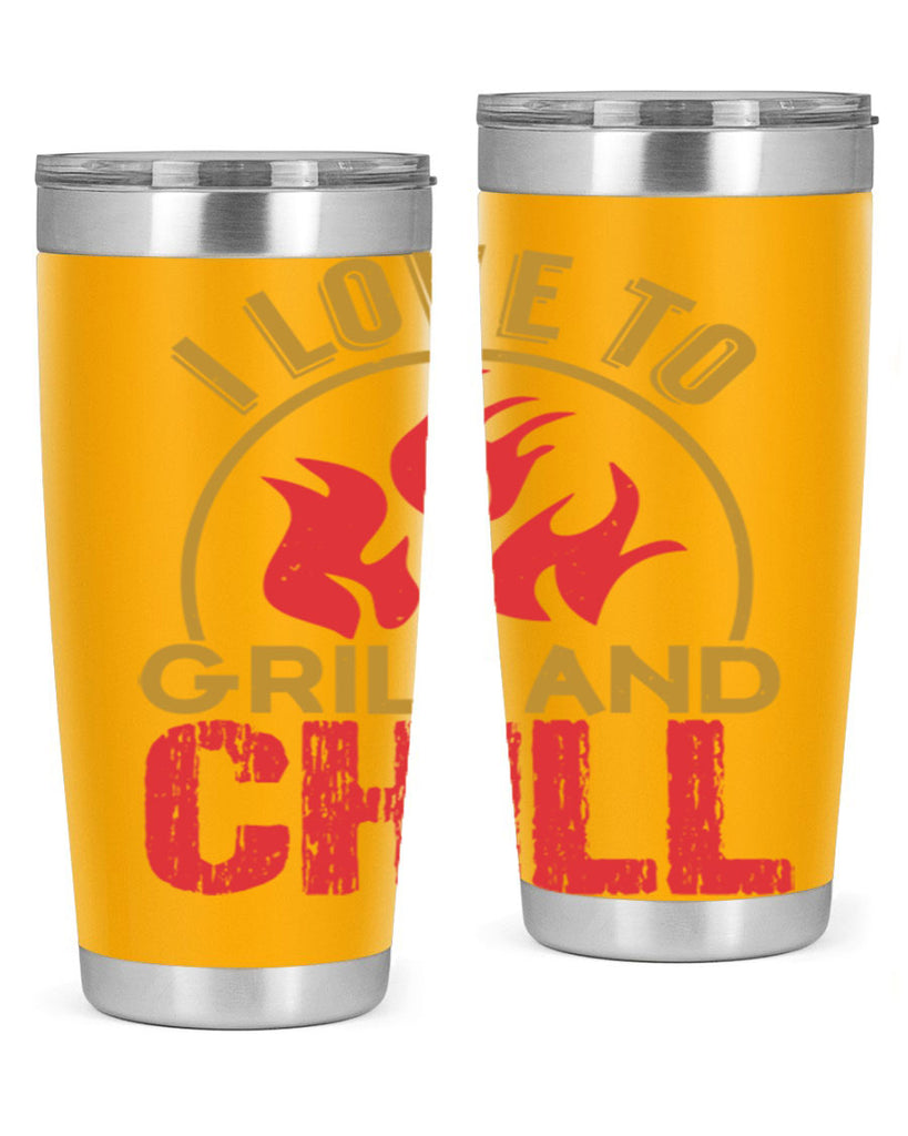 i love to grill and chill 38#- bbq- Tumbler
