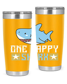 one happy shark Style 50#- shark  fish- Tumbler